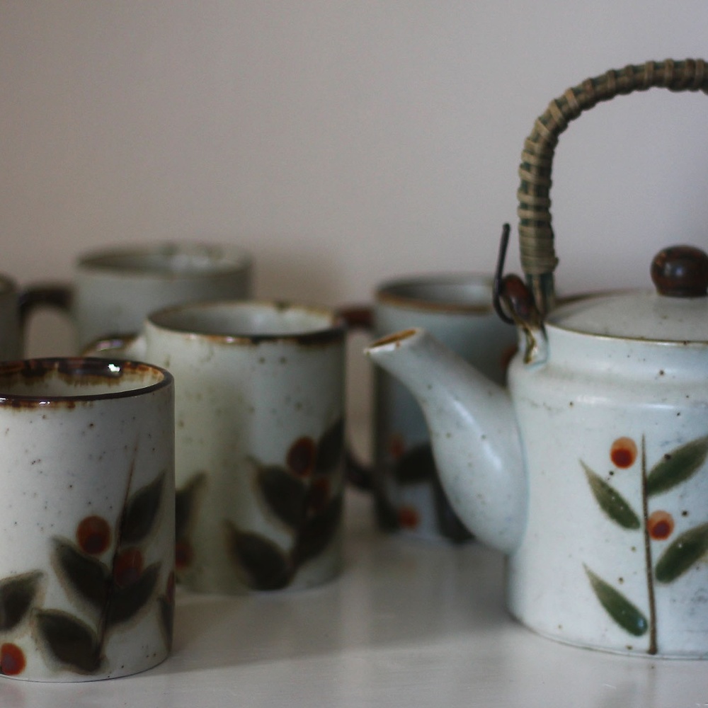 rare otagiri tea set | 5 matching ceramic mugs